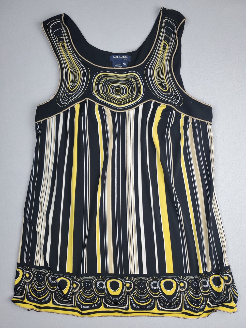 Max Edition Black, Yellow and White Striped Tunic Top